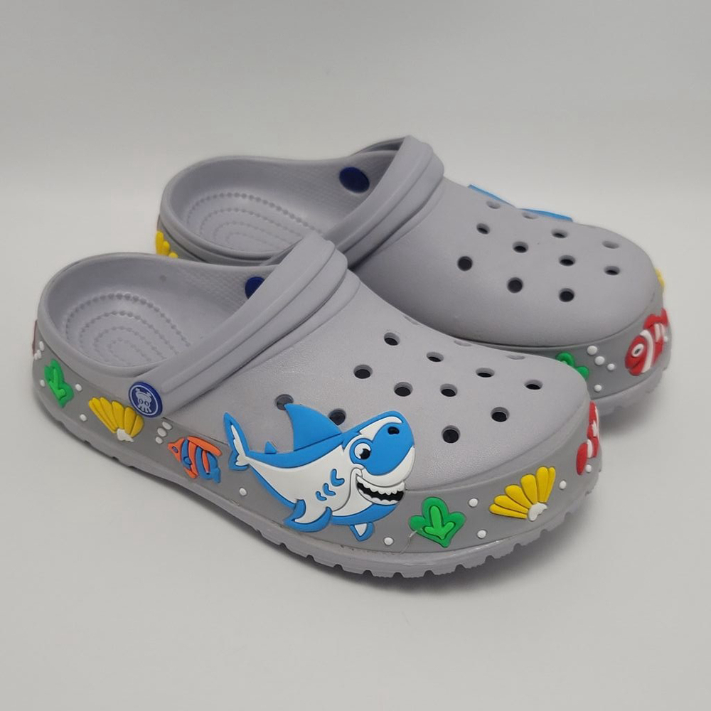 Kids Clogs Slide Garden Shoes Shark Cartoon Slip On Slippers Size 34 Lightweight - Picture 12 of 13